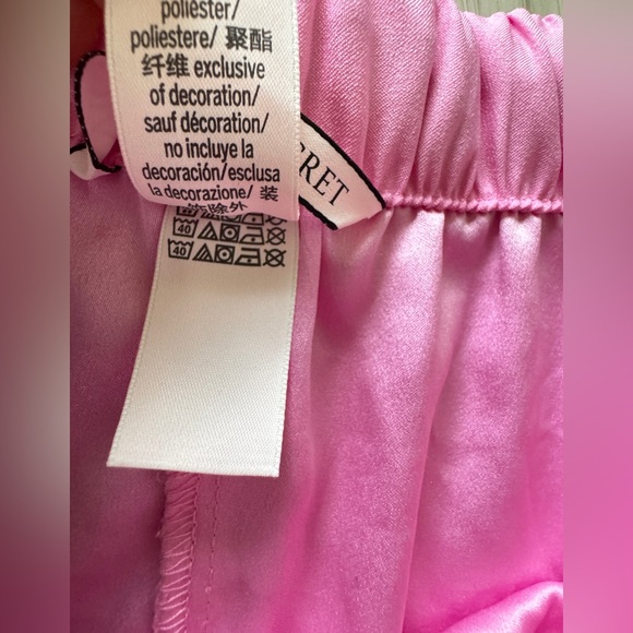 Victoria's secret sleep shorts pink satin red drawstring ruffled pajama bottoms - Picture 6 of 6